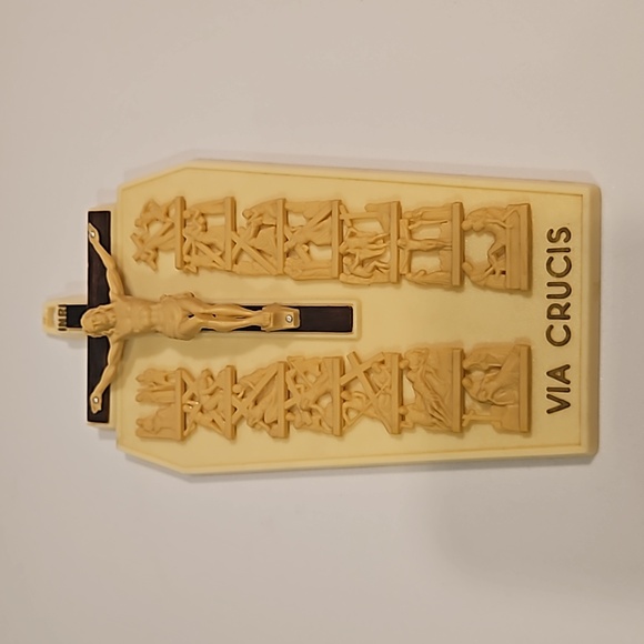 Vintage Resin Plaque Stations Of The Cross VIA CRUCIS Italy - Picture 9 of 9